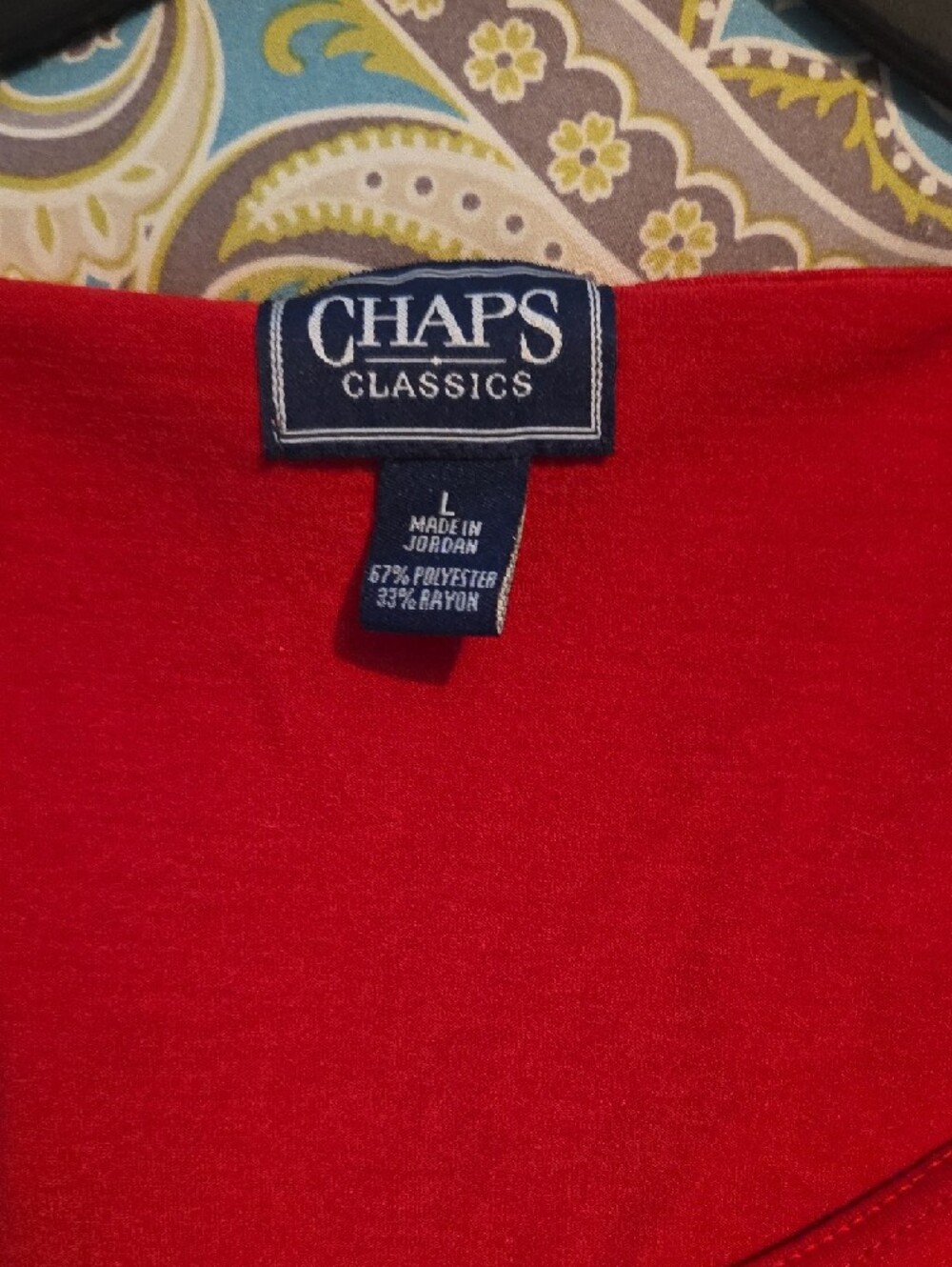 Chaps Red Ruffle Sleeve Scoop Neck Top - Picture 3 of 3